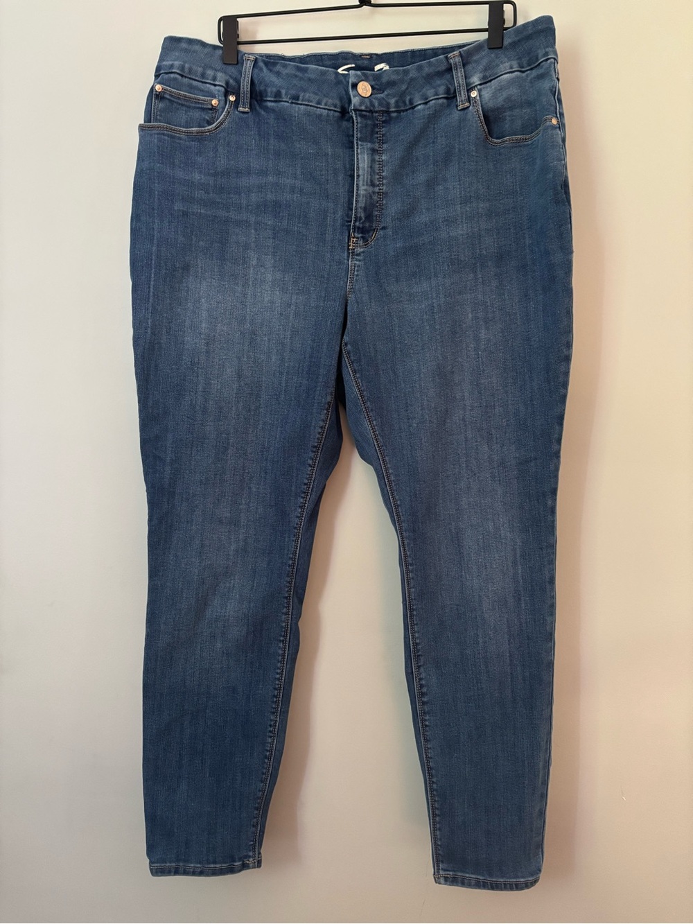 Seven7 Tummyless High Rise Skinny Jeans Medium Blue Plus Size 20W